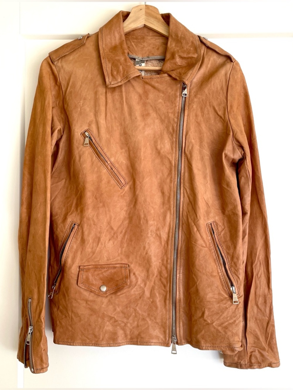 GIORGIO BRATO leather biker style jacket 48 Italian